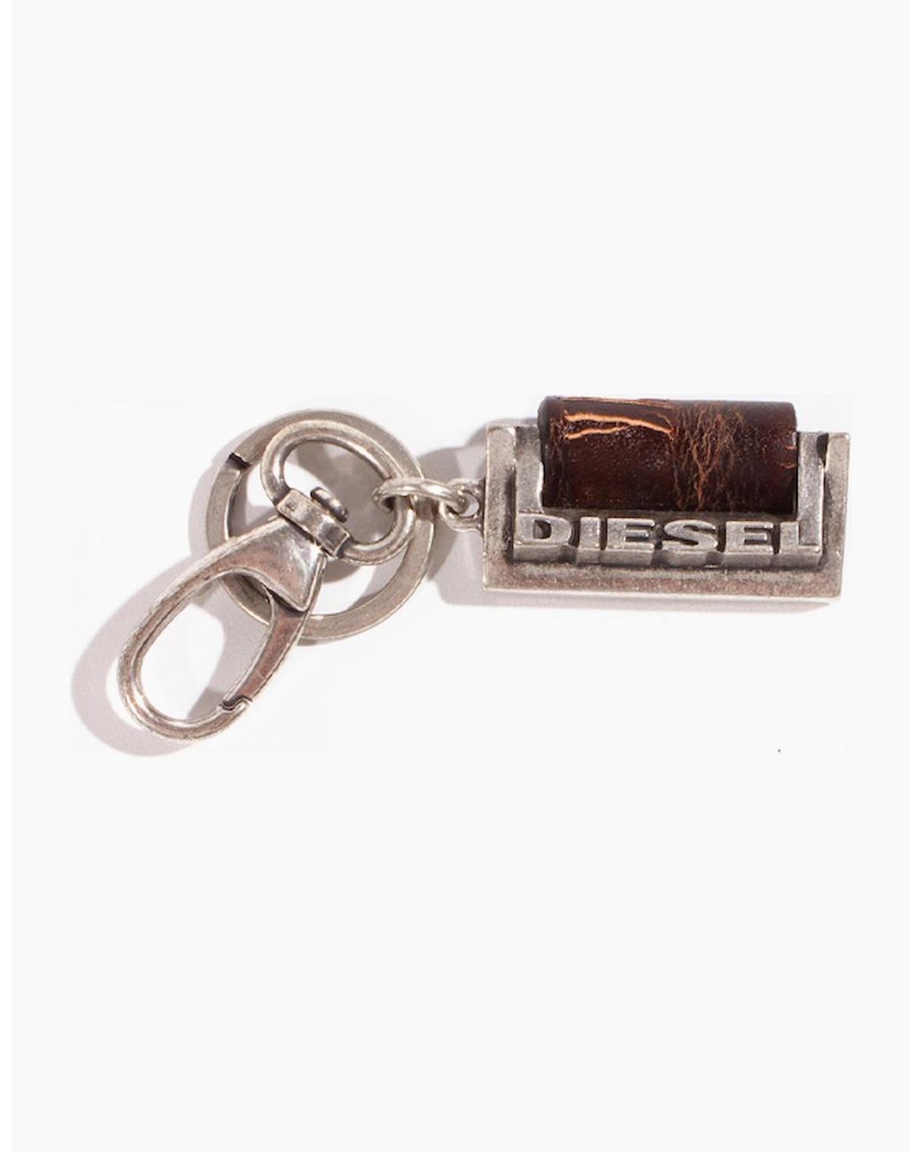 DIESEL White Assord Leather Keyring for men