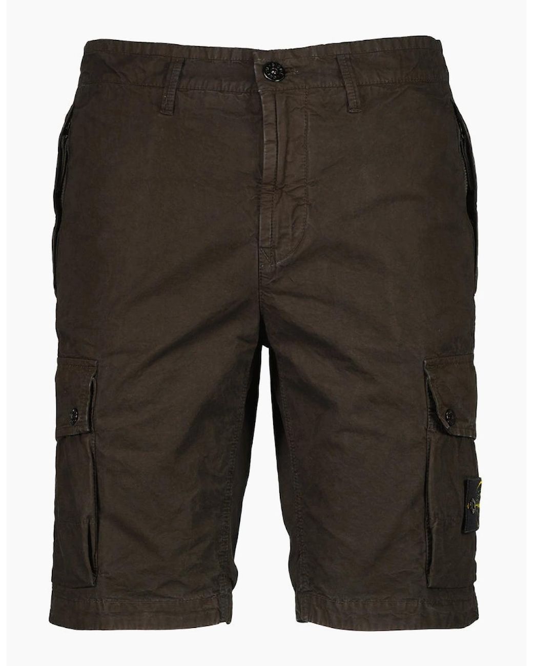 Stone Island Gray Old Effect Cargo Shorts for men