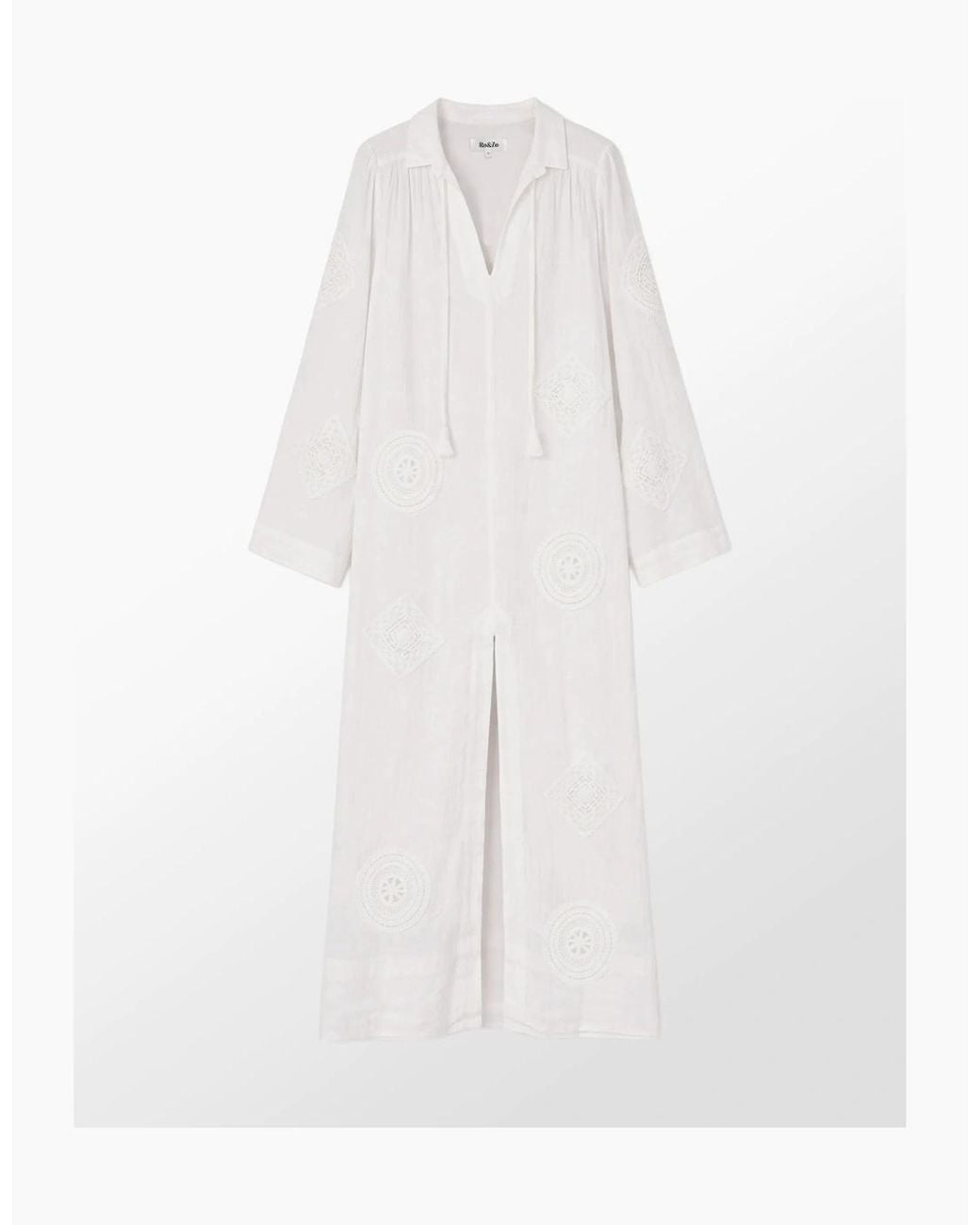 Ro&zo White Petite Cheesecloth Patchwork Kaftan Dress