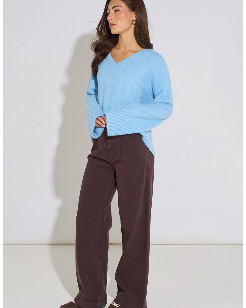 Gini London Blue Pleat Wide Leg Jean
