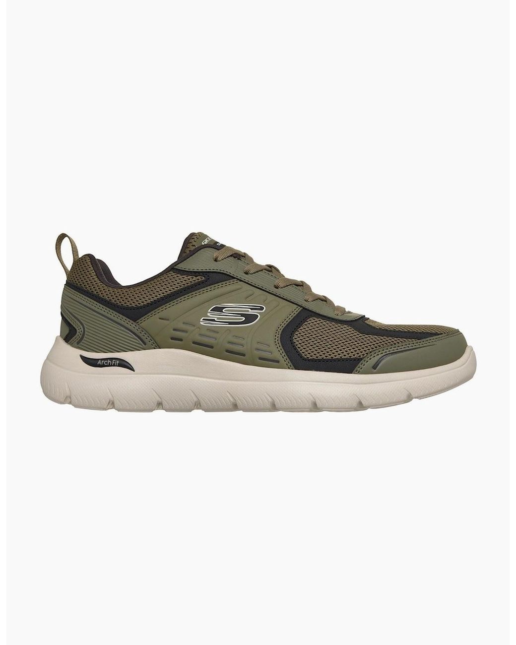 Skechers Green Arch Fit Summits Leege Leather Leather/Pu/Mesh Trainers for men