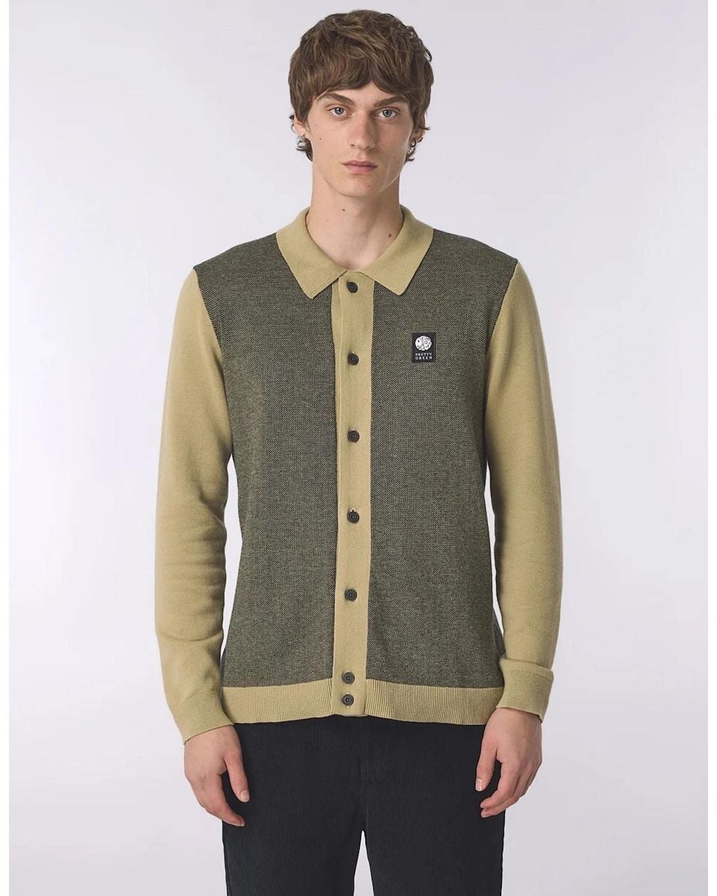 Pretty Green Green Roxy Long Sleeve Knit Shirt Camel for men