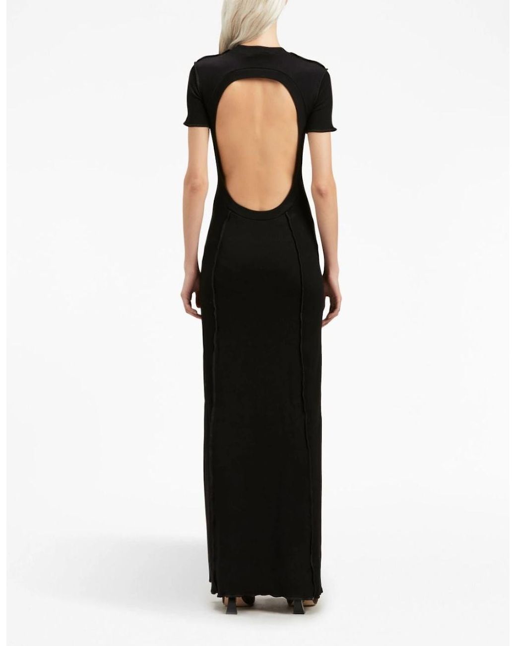 Palm Angels Black Open Back Logo Rib Dress