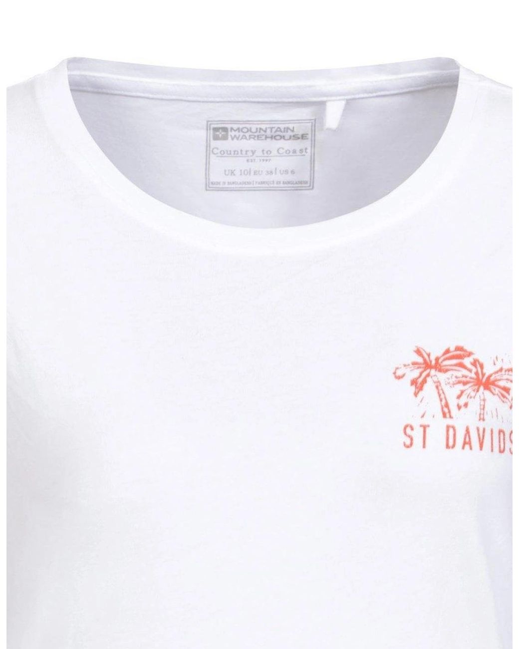 Mountain Warehouse White Ladies St Davids Printed Organic T-Shirt