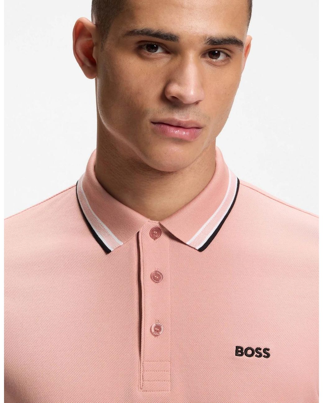 Boss Red Boss Paddy Cotton-Piqué Polo Shirt With Contrast Logo for men