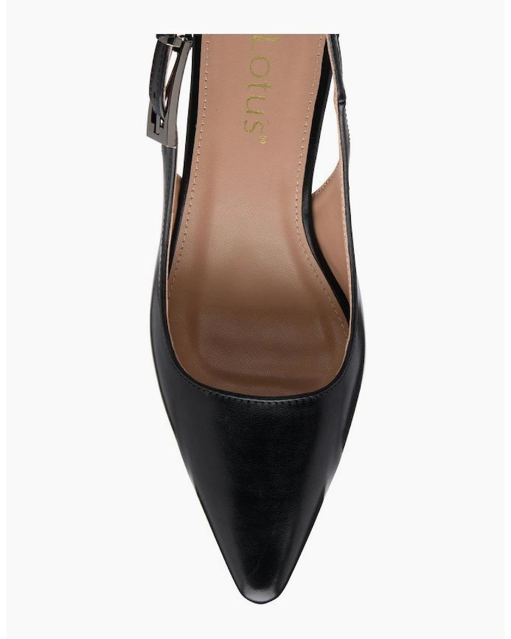 Lotus Black Sharon Slingback Court Shoes