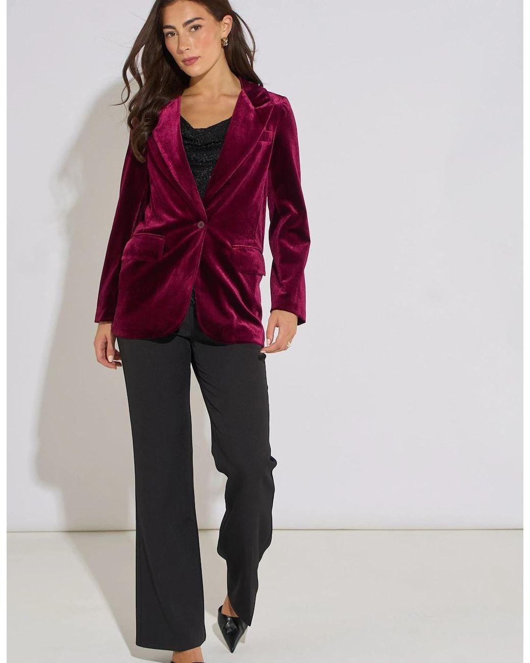 Gini London Red Mulberry Velour Jacket
