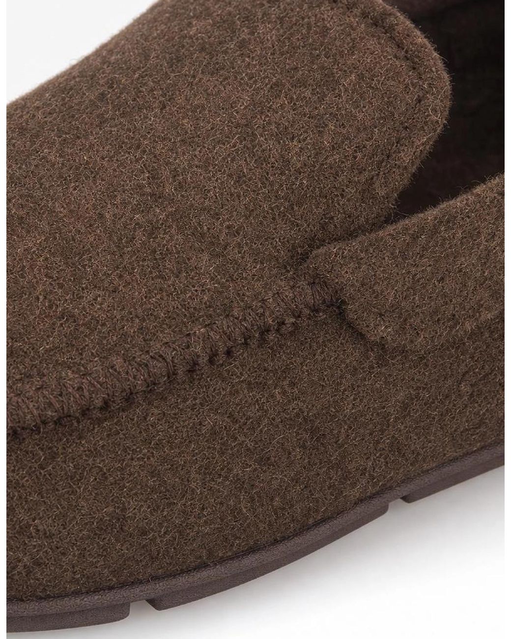 Totes Brown Toasties Felt Moccasin Slipper With Check Sock Moccasins for men
