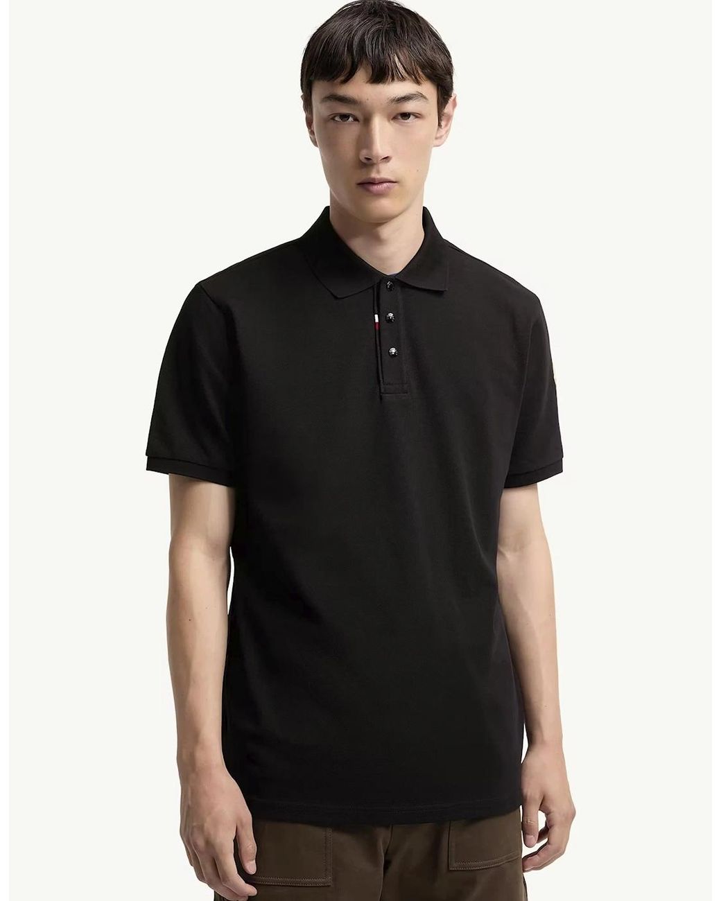 Moncler Black Cotton Polo Shirt for men