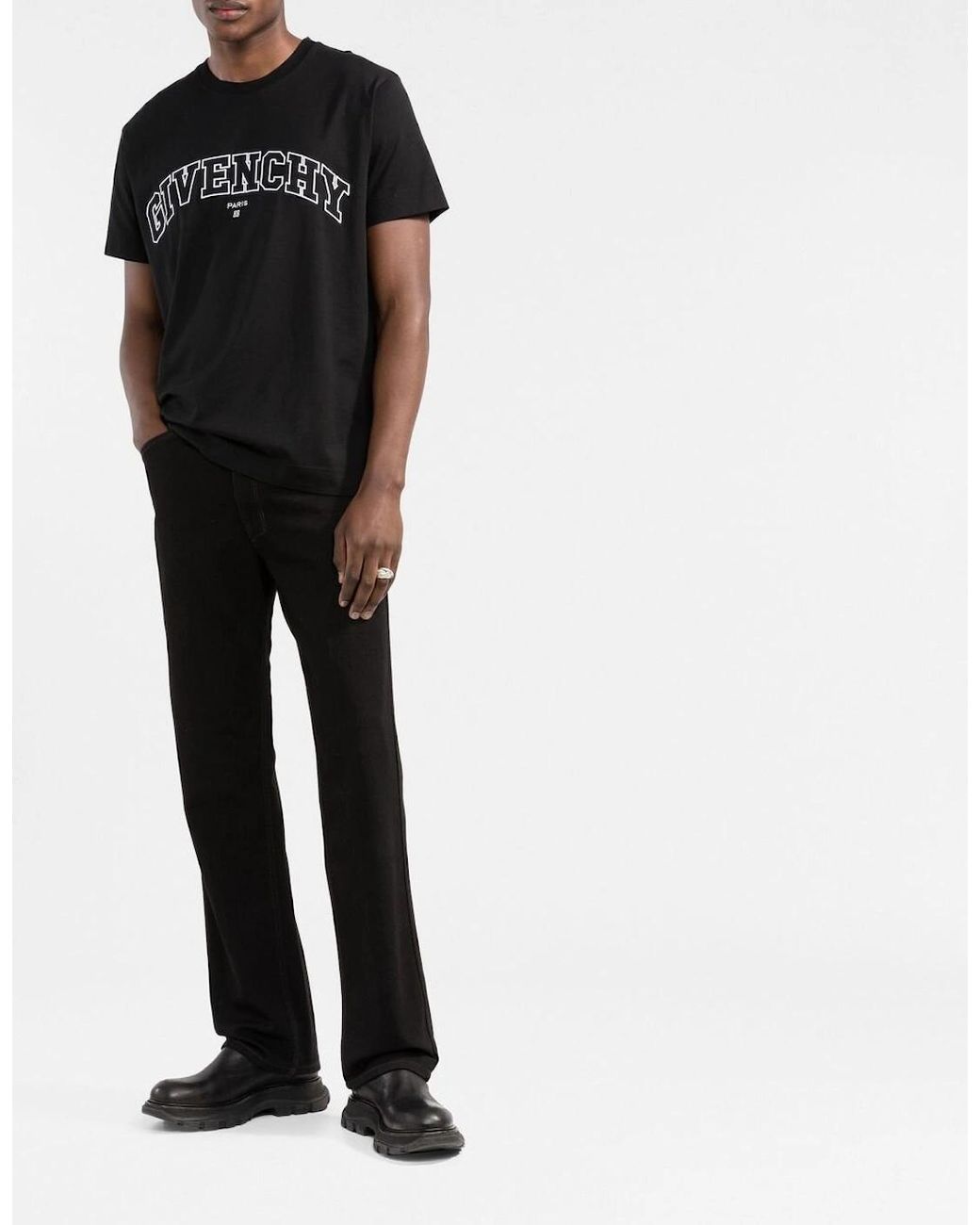 Givenchy Black College Logo-Embroidered T-Shirt for men