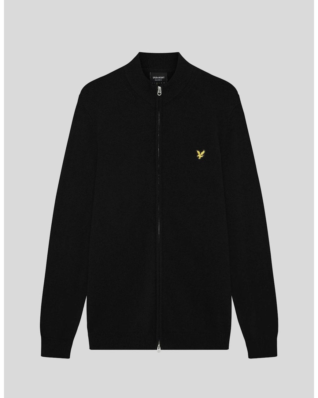 Lyle & Scott Black Cotton Merino Zip Cardigan for men