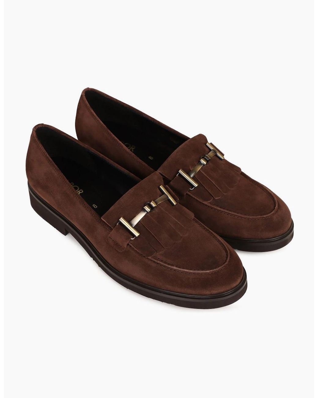 Gabor Brown Leader Fringe Loafers