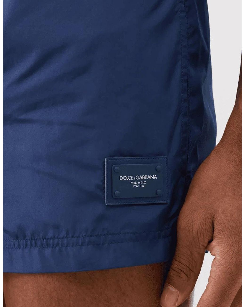 Dolce & Gabbana Blue Logo Plaque Swimshorts for men