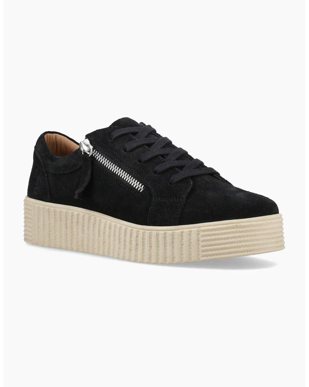 Hush Puppies Black Tara Suede Leather Trainers