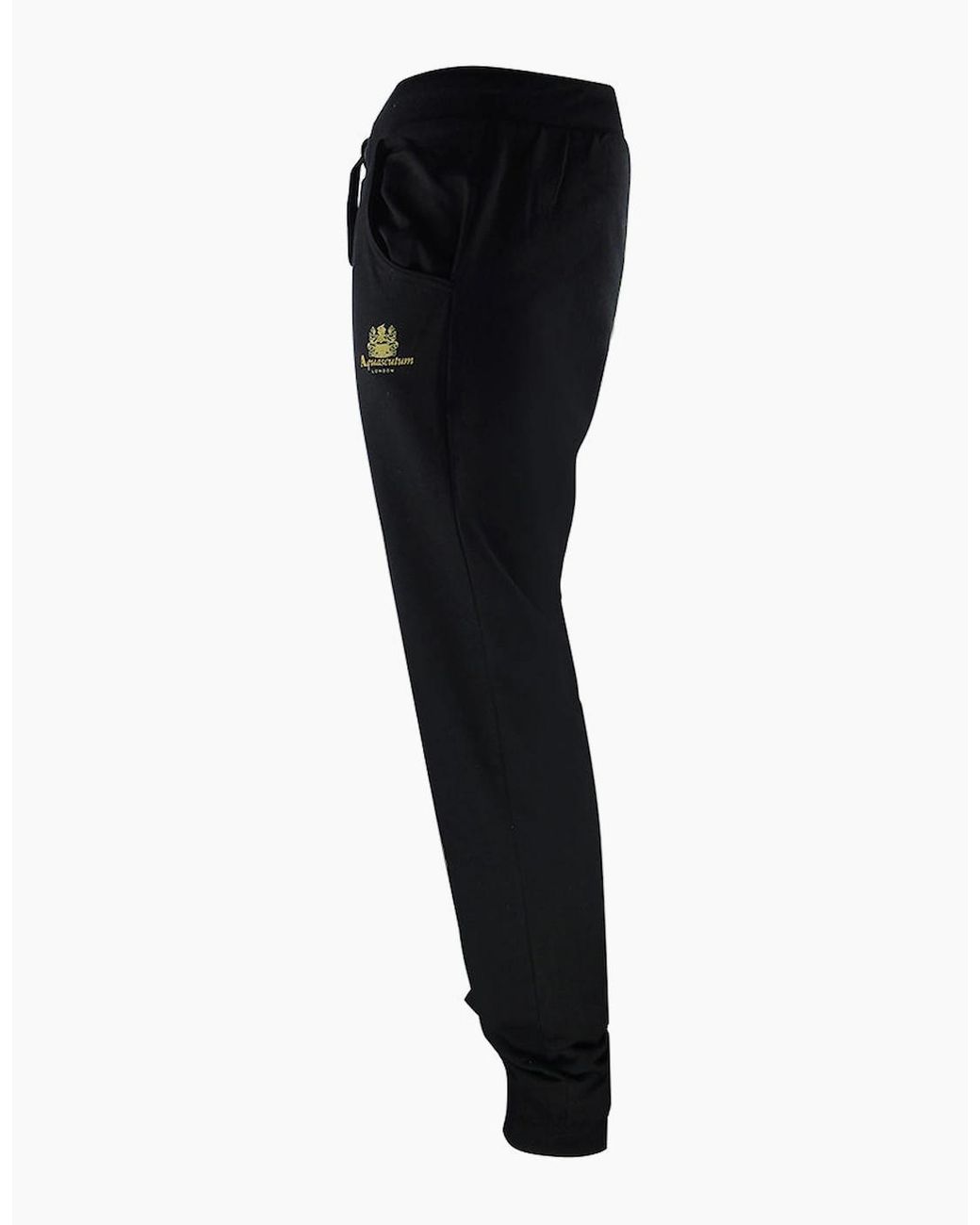 Aquascutum Black London Logo Crewneck Tracksuit Pants Set for men