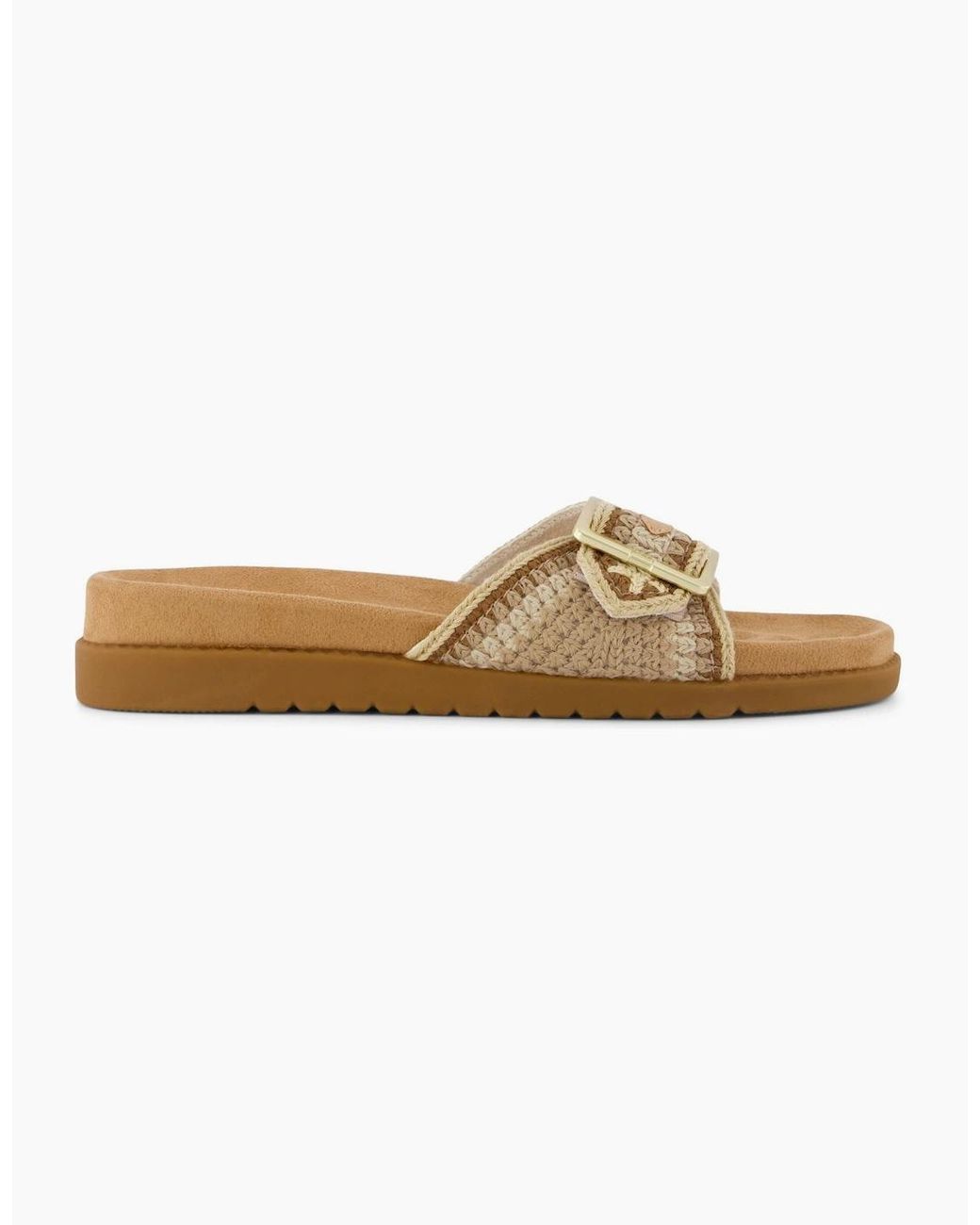 TOMS White Marin Slide Textile Almond Multi Sandals