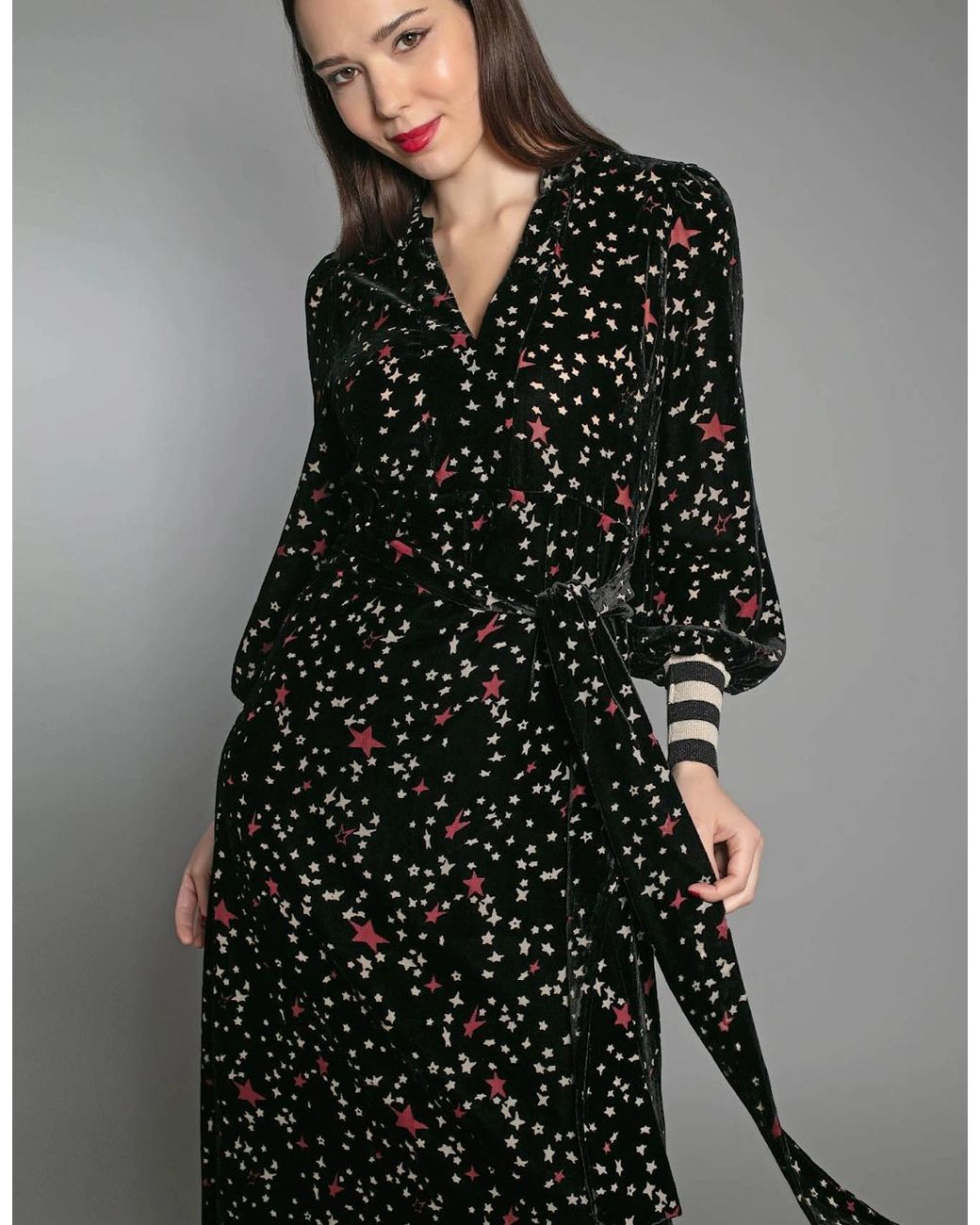 Nooki Design Black Aleanna Devore Maxi Dress