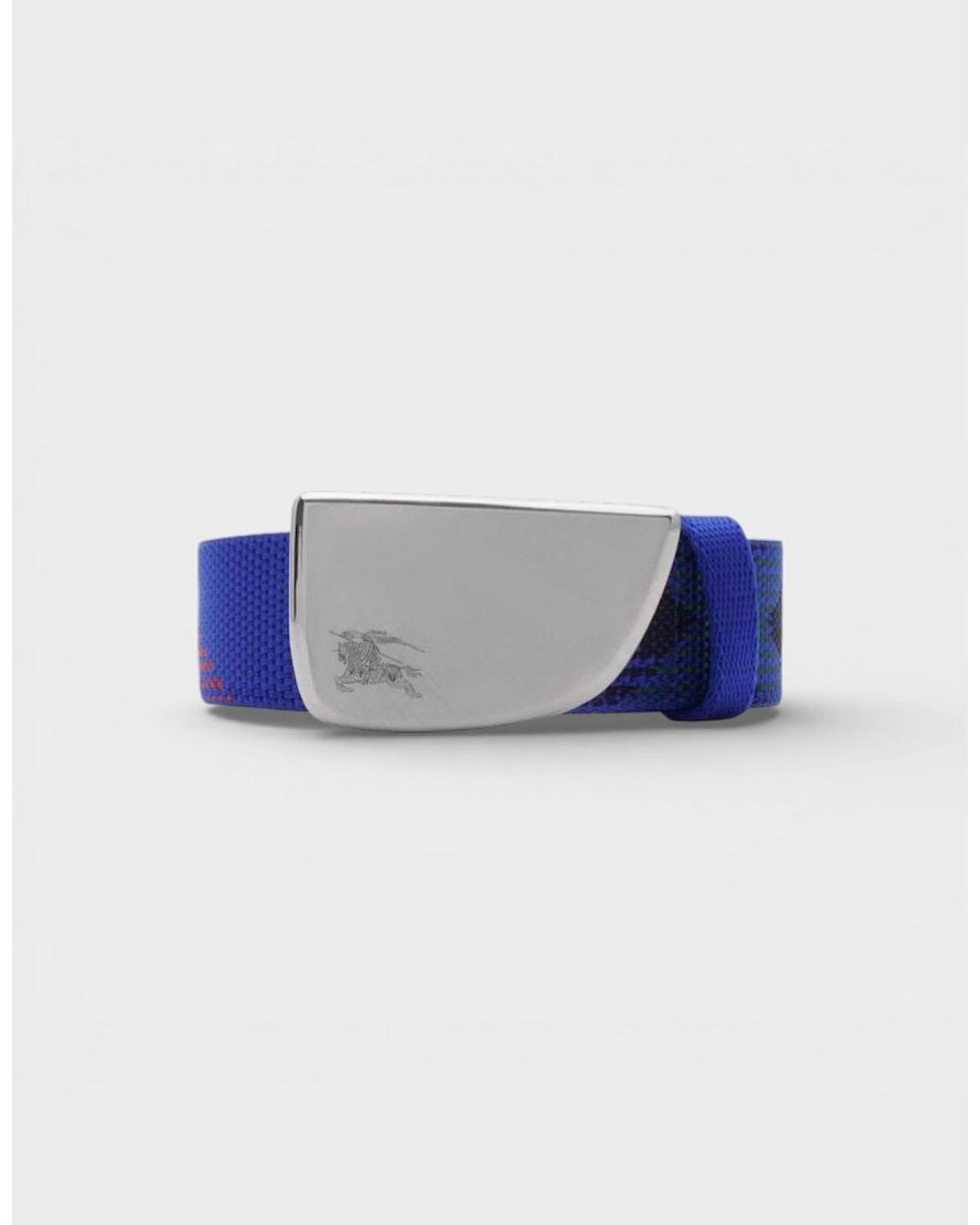 Burberry Blue Check Webbing Shield Belt 30Mm