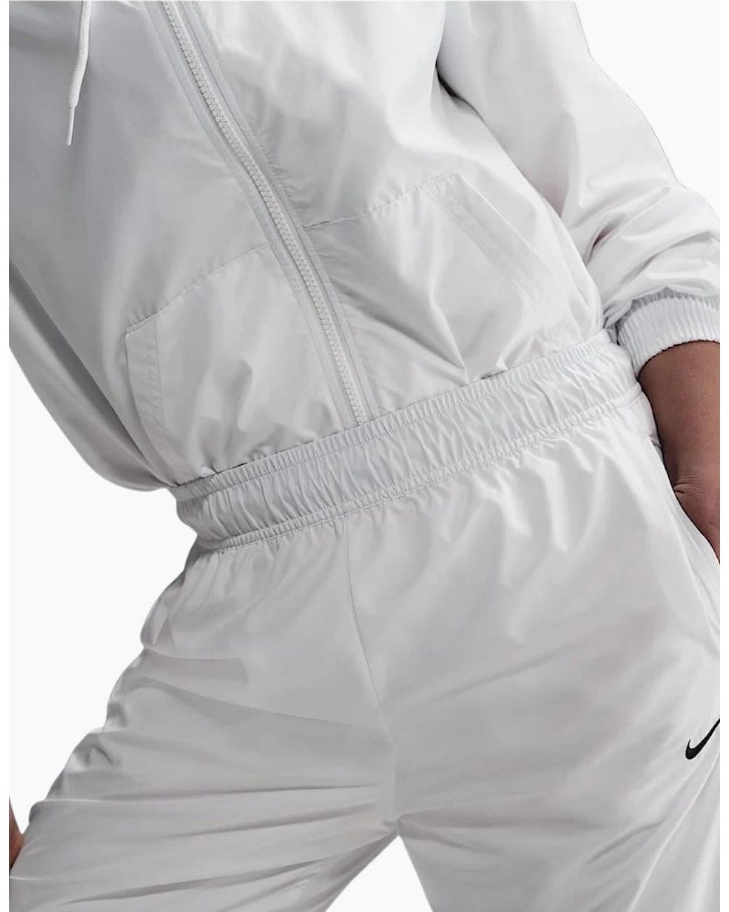 Nike White Sportswear Classic Woven Mid-Rise Loose Joggers