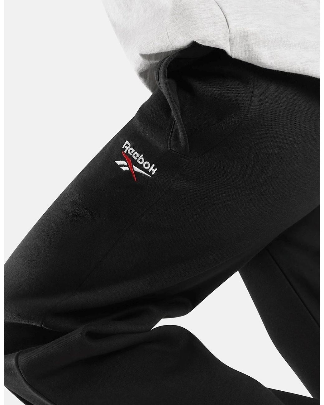 Reebok Black Id 2-Col Logo Wide Leg Pants Cotton Sweatpants