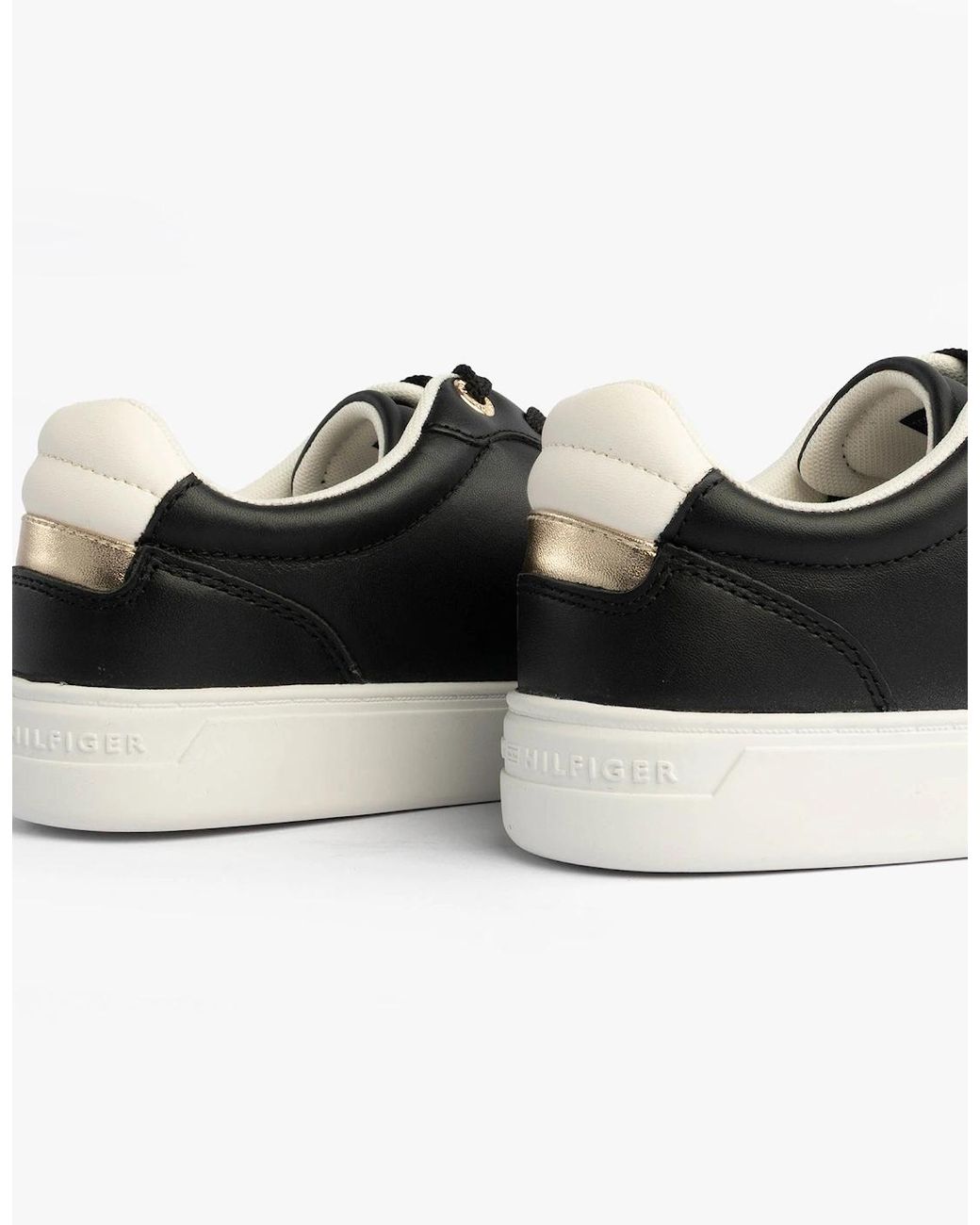 Tommy Hilfiger Black Leather Th Monogram Plaque Court Trainers