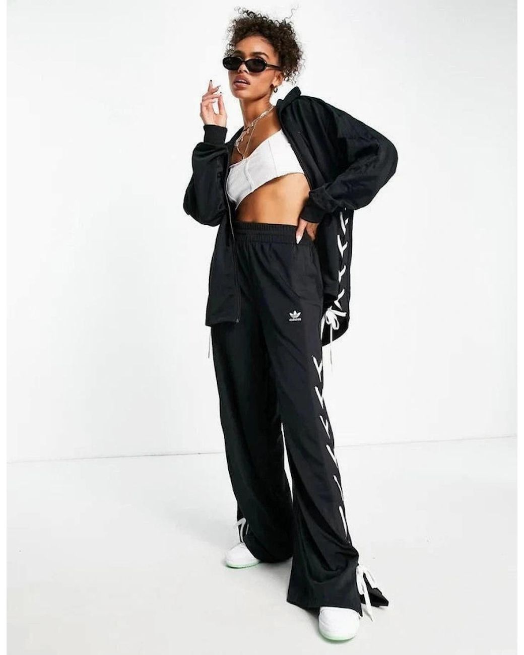 Adidas Blue Originals Wide Leg Laced Track Pants