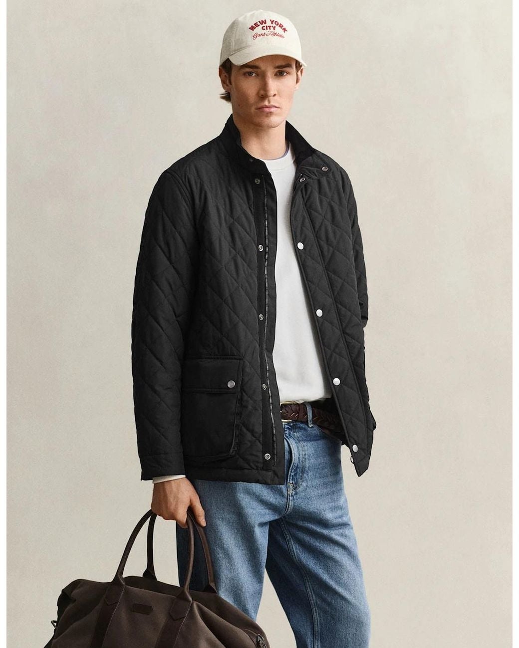Gant Black Quilted Mid Jacket for men