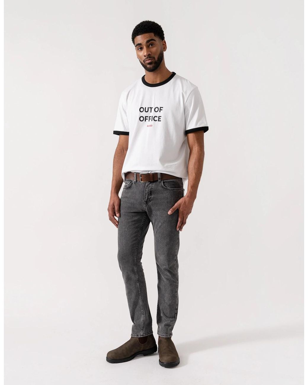 Boss Gray Boss Washed Delaware Jeans for men