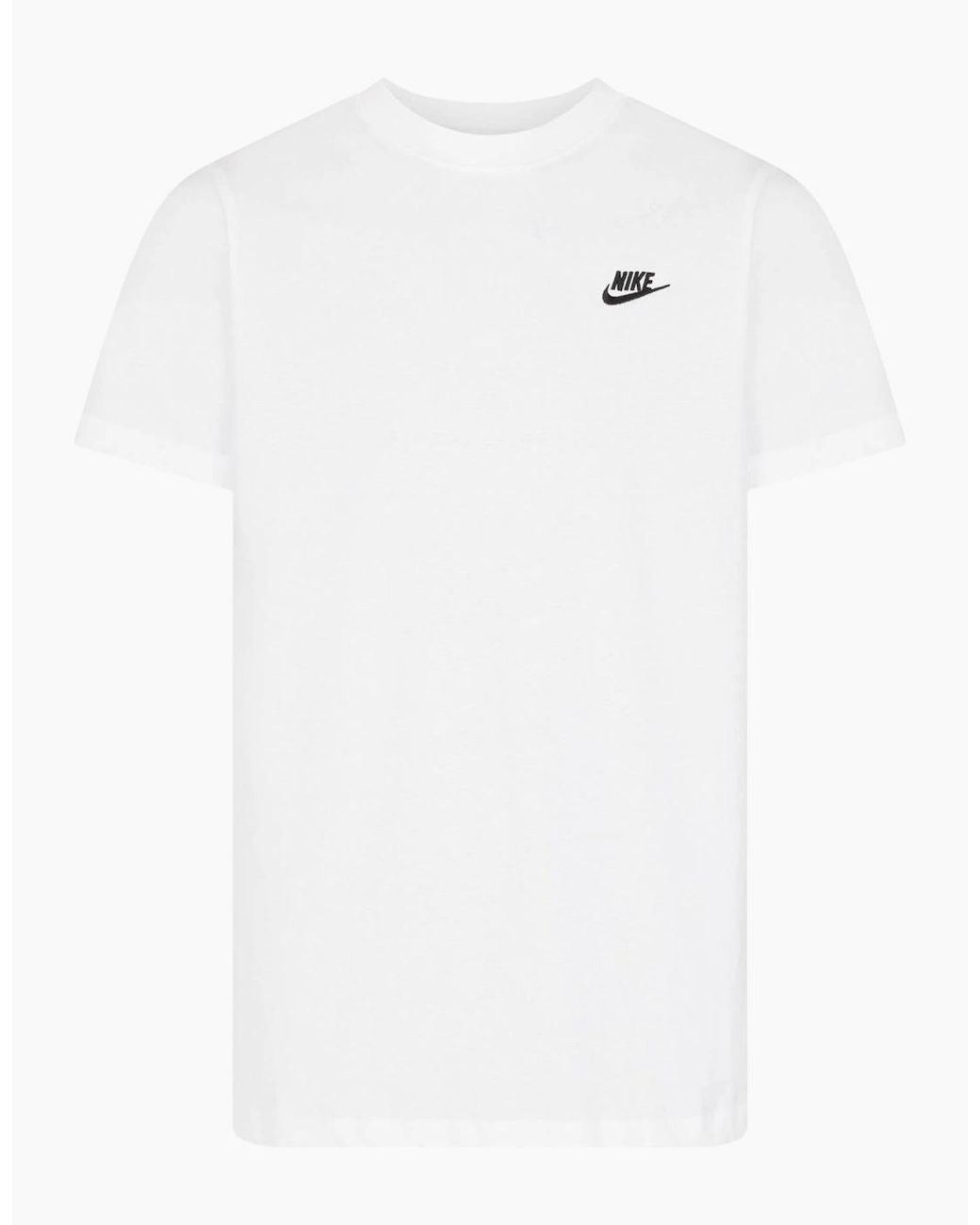 Nike White Core T Shirts Sportswear Club Swoosh Embroidered Futura Logo Tee for men