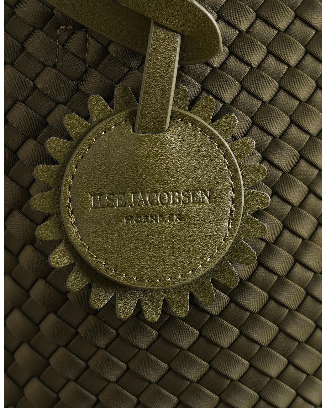Ilse Jacobsen Green Braided Woven Shell Tote Bag