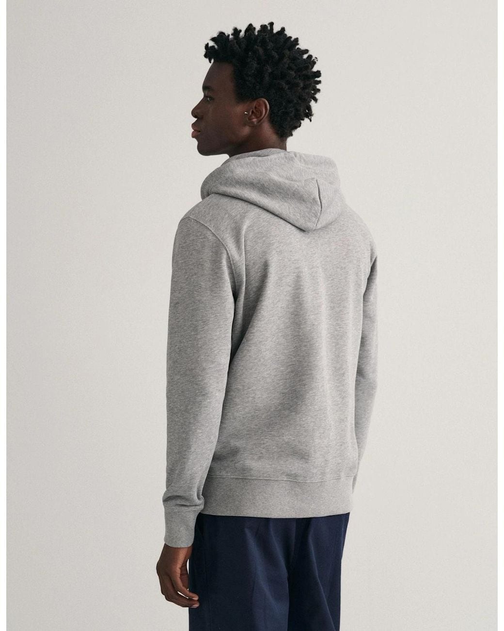 Gant Gray Regular Fit Shield Logo Full Zip Hoodie for men