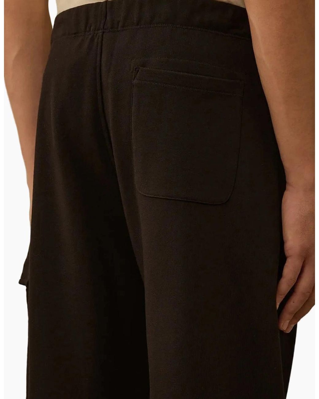 C P Company Black Diagonal Raised Fleece Lens Sweatpants for men