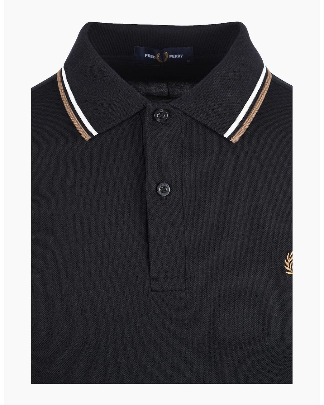 Fred Perry Black Twin Tipped Polo Blk/Snowwht/Brnz for men