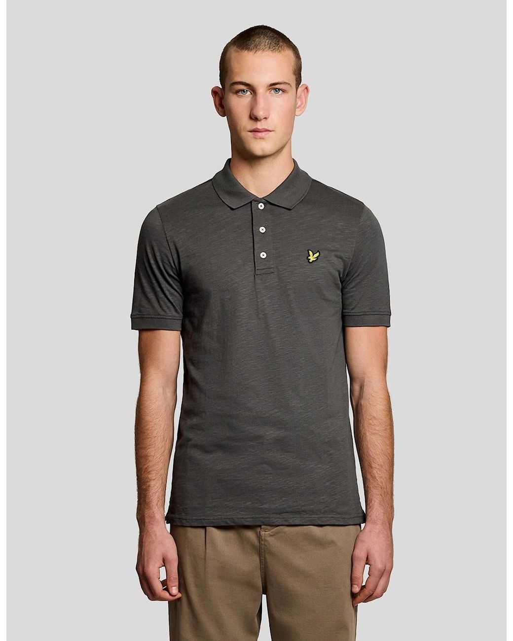 Lyle & Scott Gray Fine Cotton Slub Polo Shirt for men
