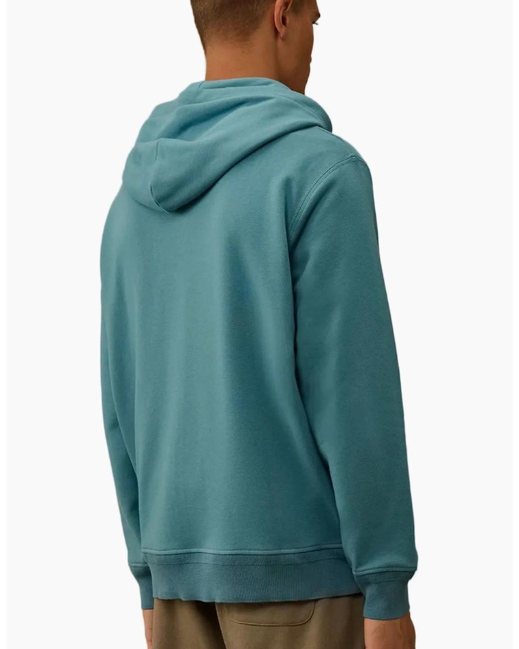 C P Company Green Diagonal Fleece Zip Logo Hoodie for men