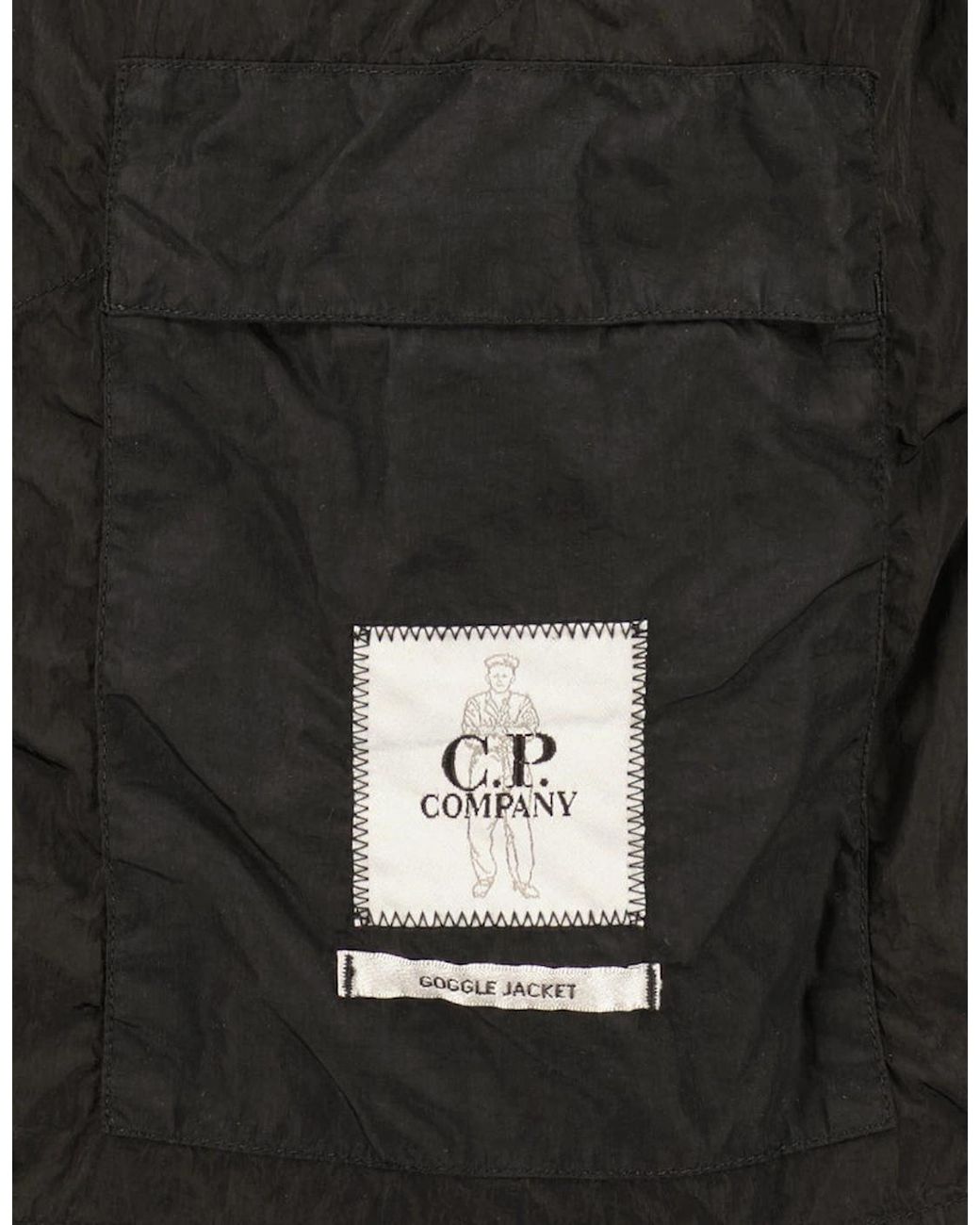 C P Company Black Flatt Nylon Goggle Parka for men