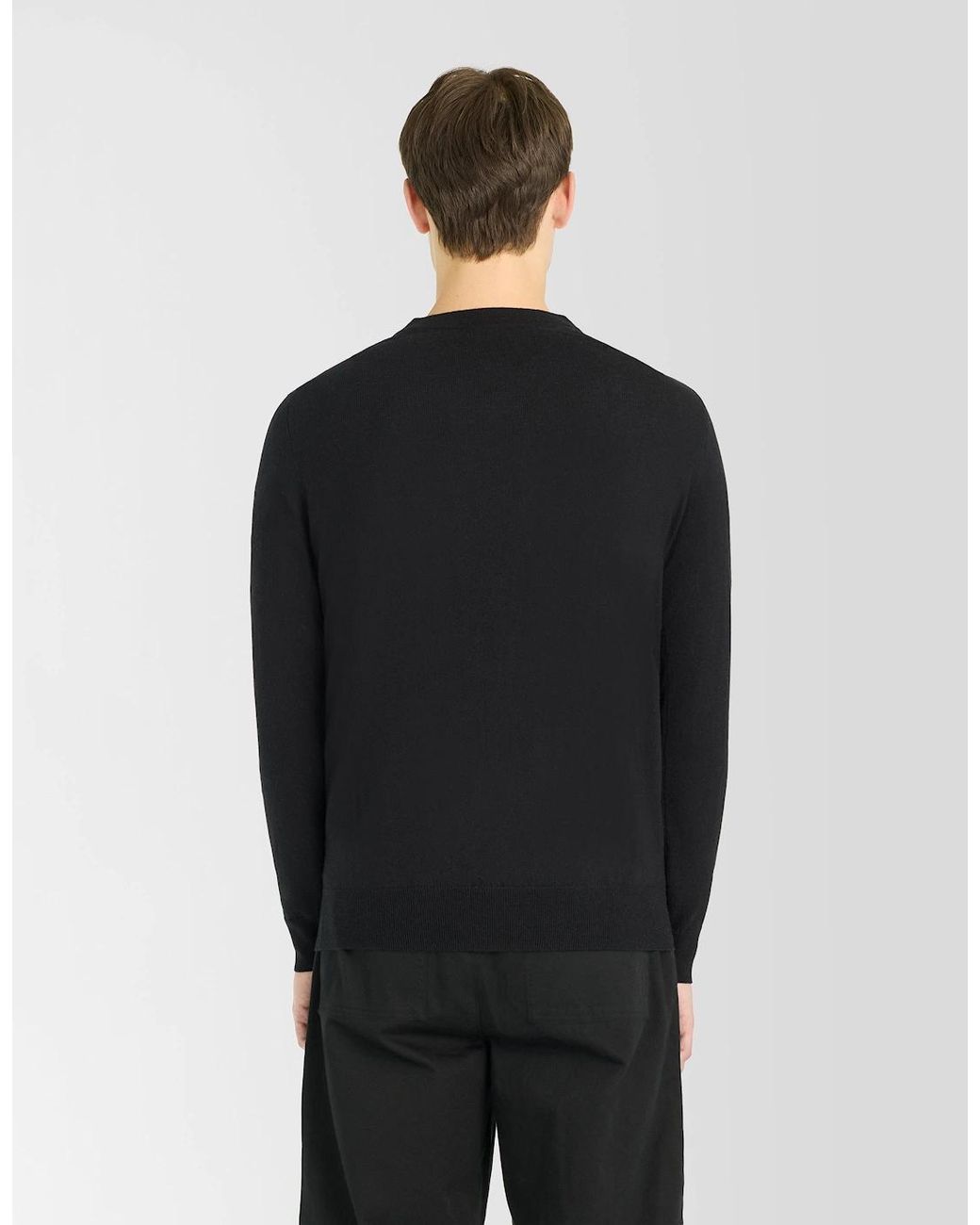 Lyle & Scott Black Cotton Merino V Neck Jumper for men