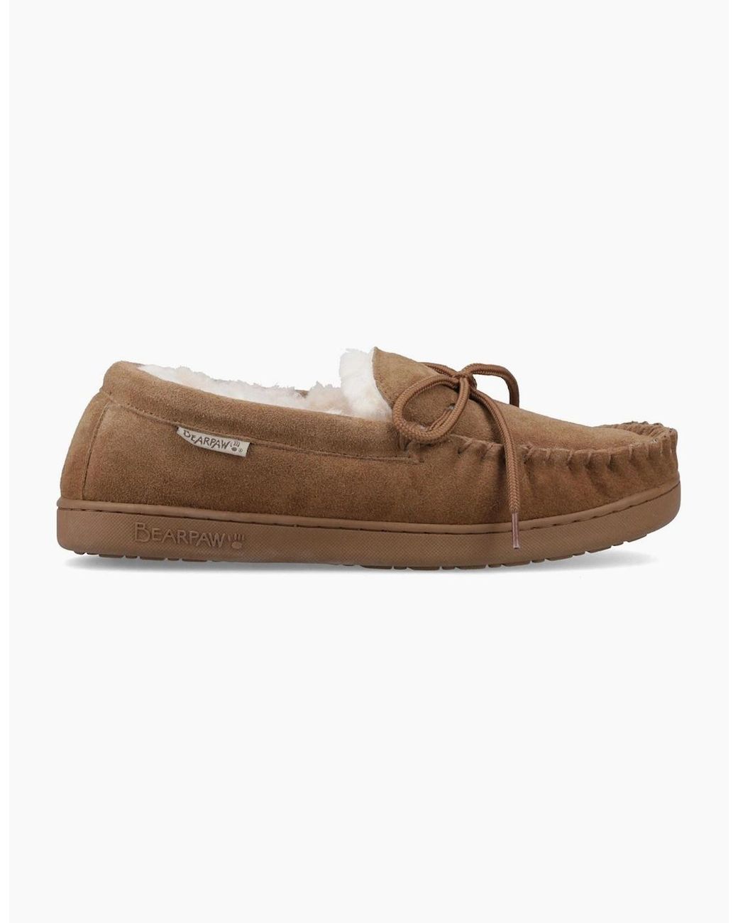 BEARPAW Brown Moc Ii Suede Hickory Slippers for men