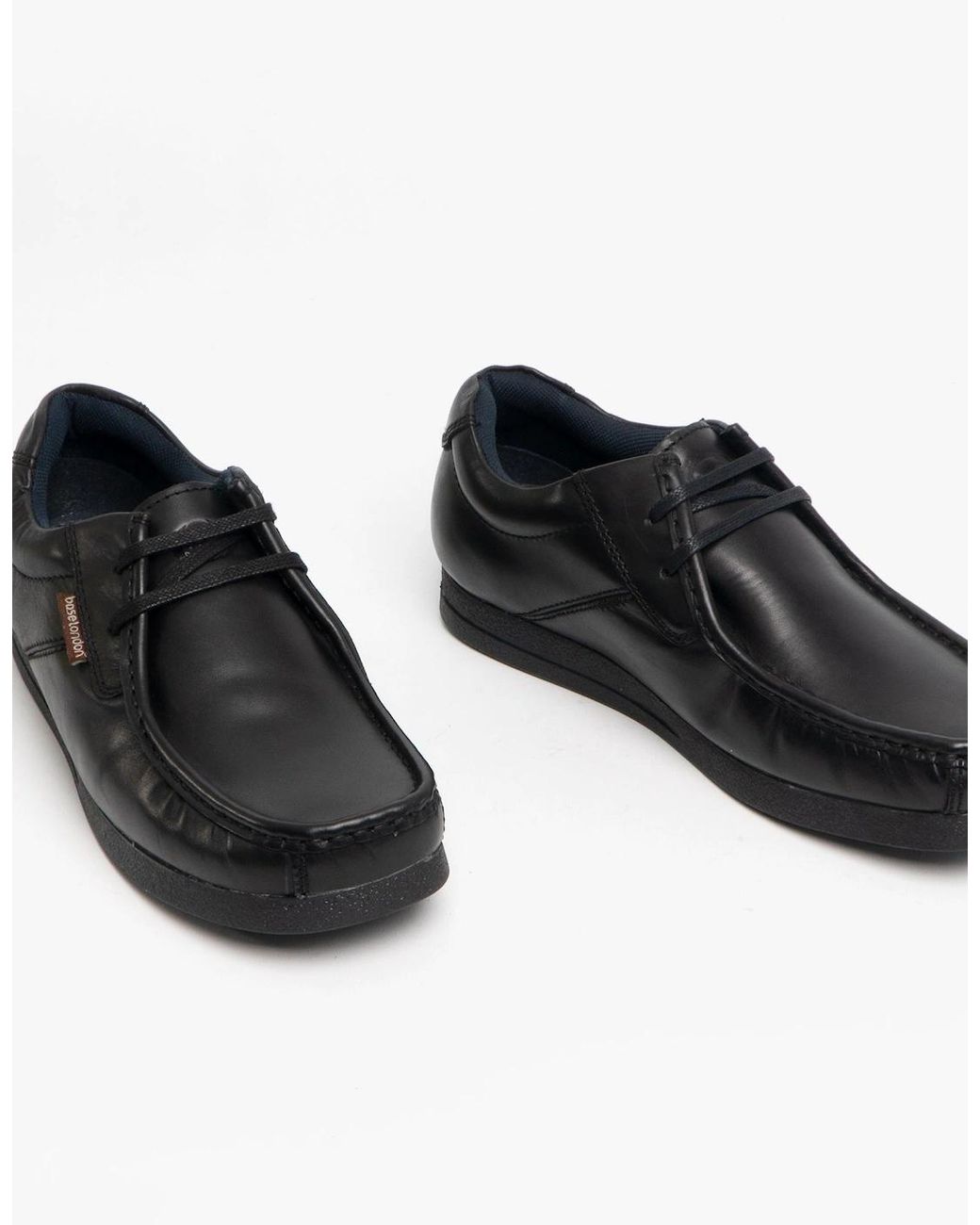 Base London Black Event Leather Moccasin Shoes