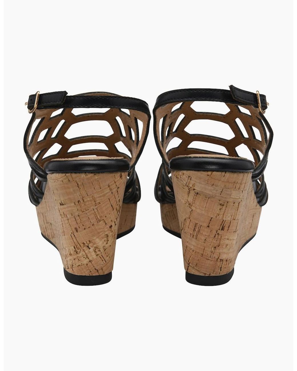 Lotus Black Rhi Wedge Sandals