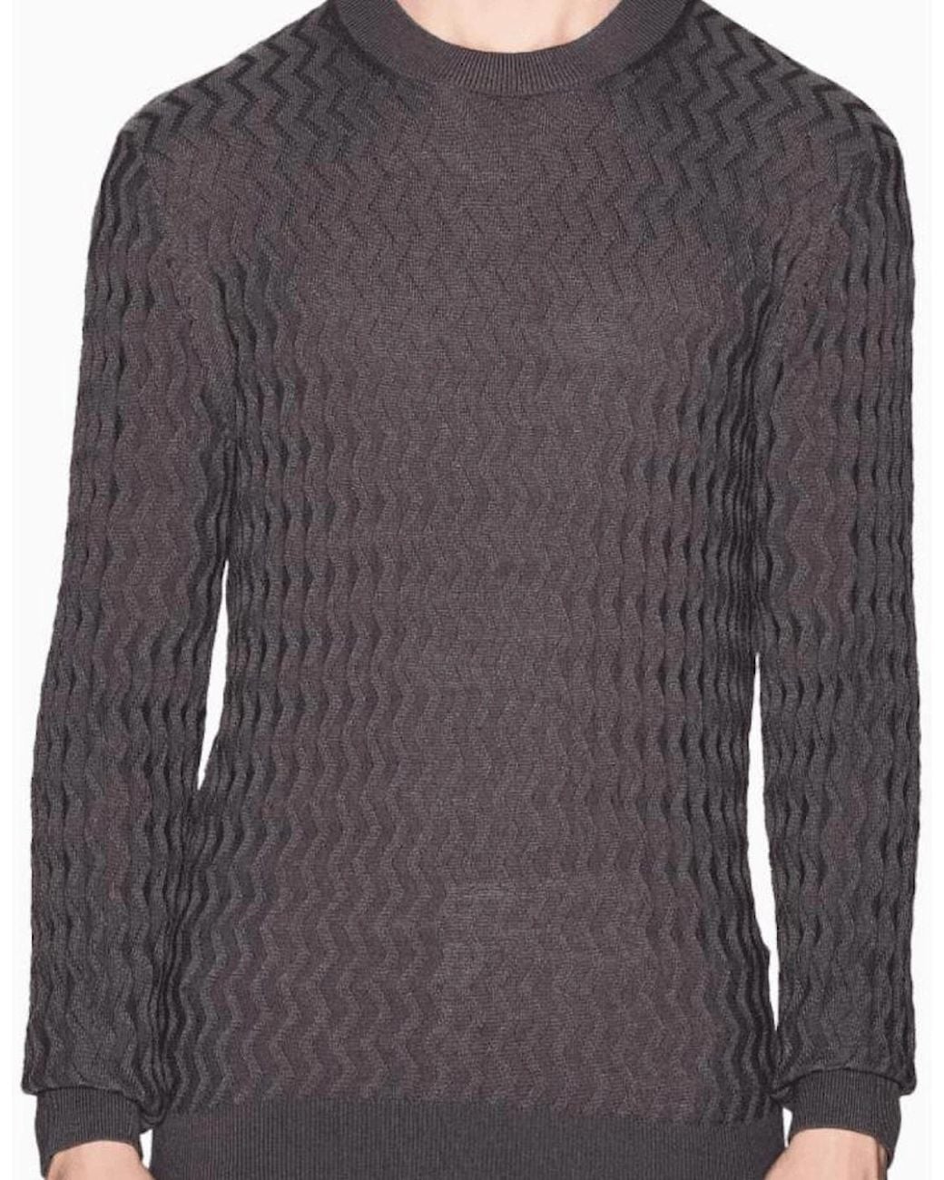 ARMANI EXCHANGE Gray Wave Texture/ Knitwear Sweater for men