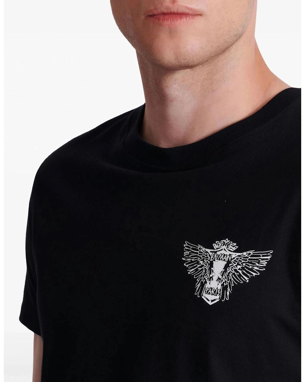 Balmain Black Slim Wings Print T-Shirt for men