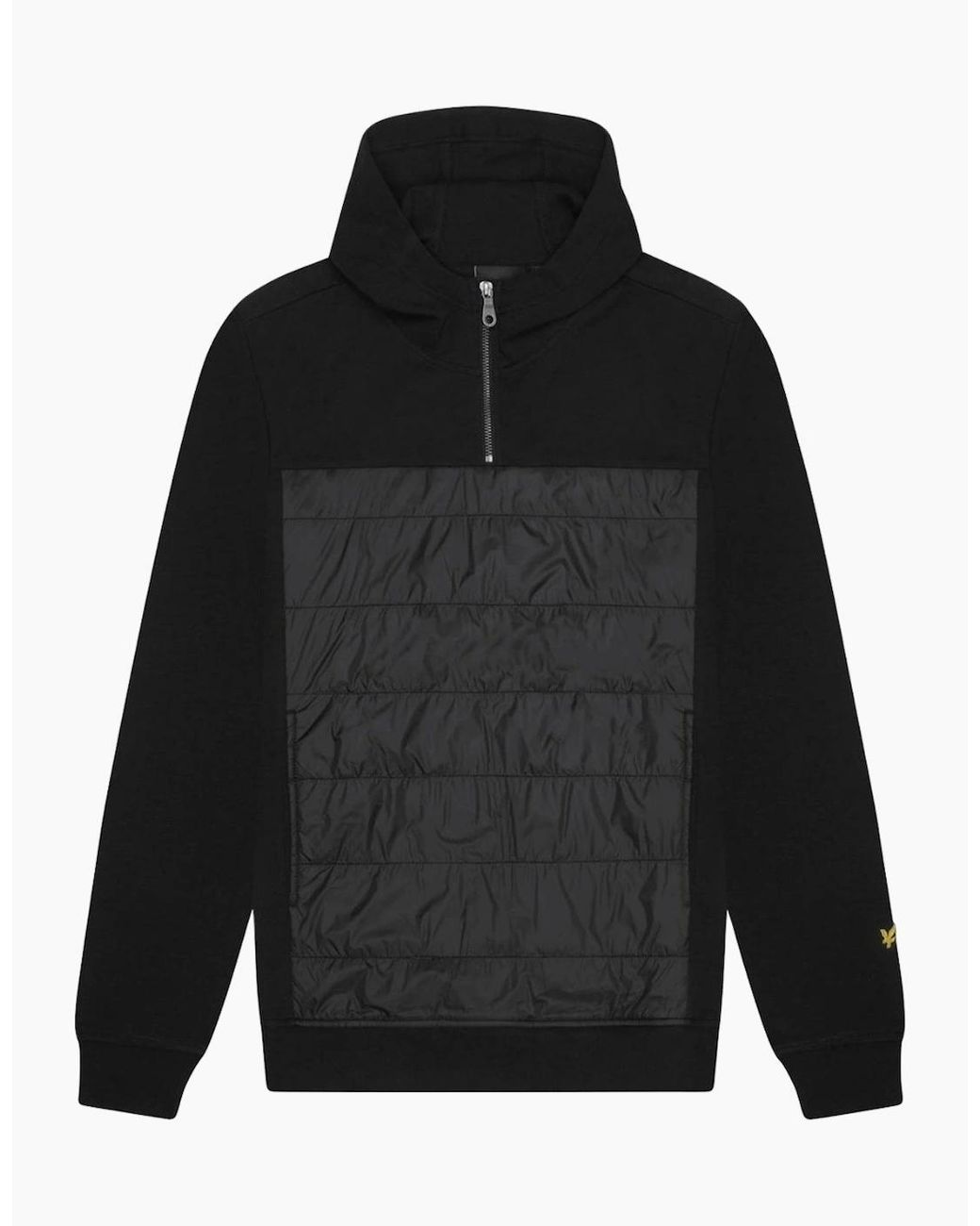 Lyle & Scott Black Lyle & Scott Hybrid Panelled Interlock Jet Hoodie for men