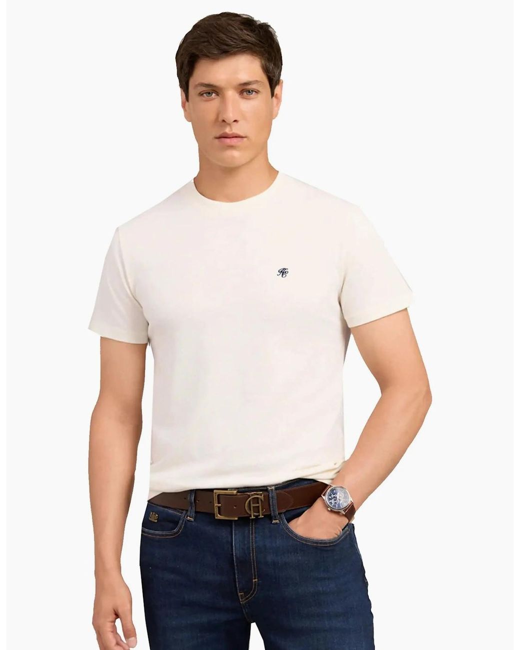 Holland Cooper White Crew Neck T-Shirt for men