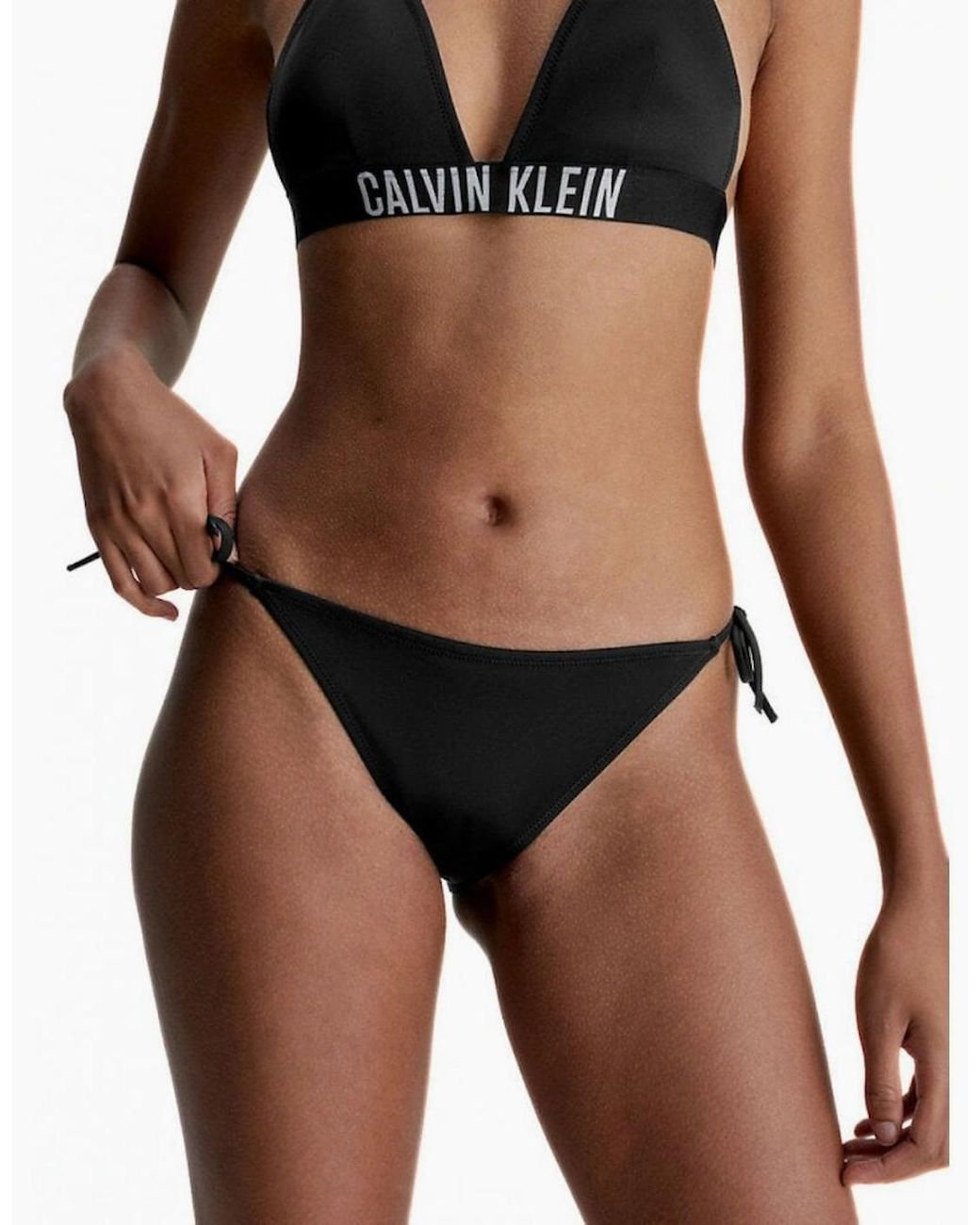 Calvin Klein Black Swimwear Intense Power String Side Tie Cheeky Bikini Bottoms