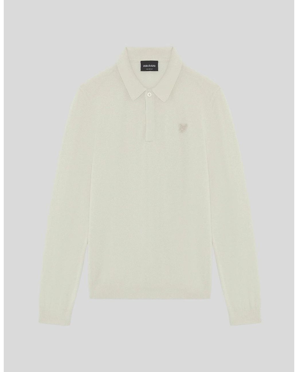 Lyle & Scott White Long Sleeve Cotton Polo Shirt for men