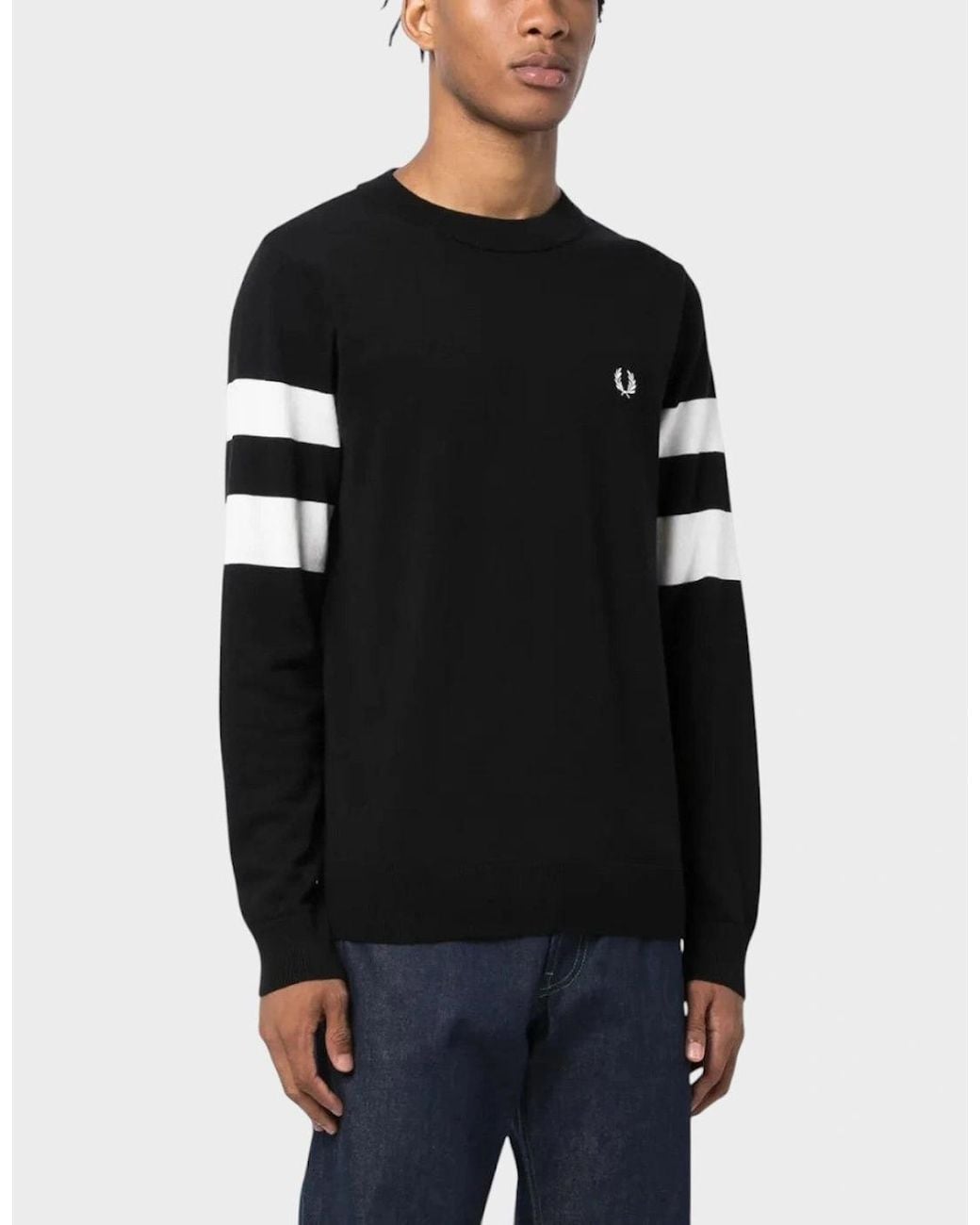 Fred Perry Black Ringer Embroidered Cotton Sweatshirt