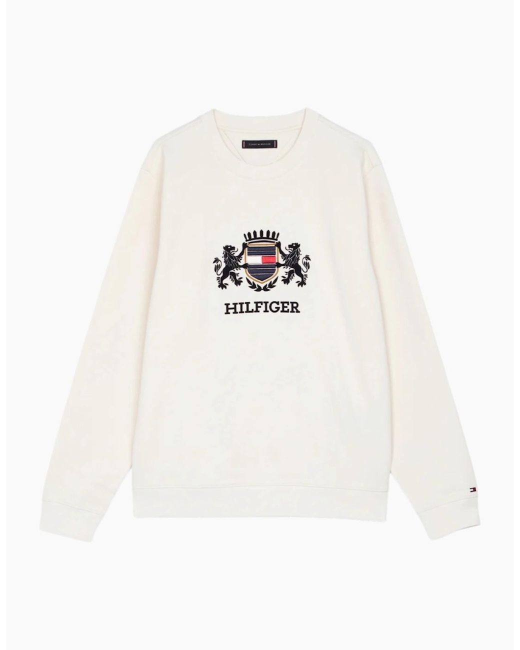 Tommy Hilfiger White Icon Interlock Hwk Sweatshirt Crew Neck Casual Cotton for men