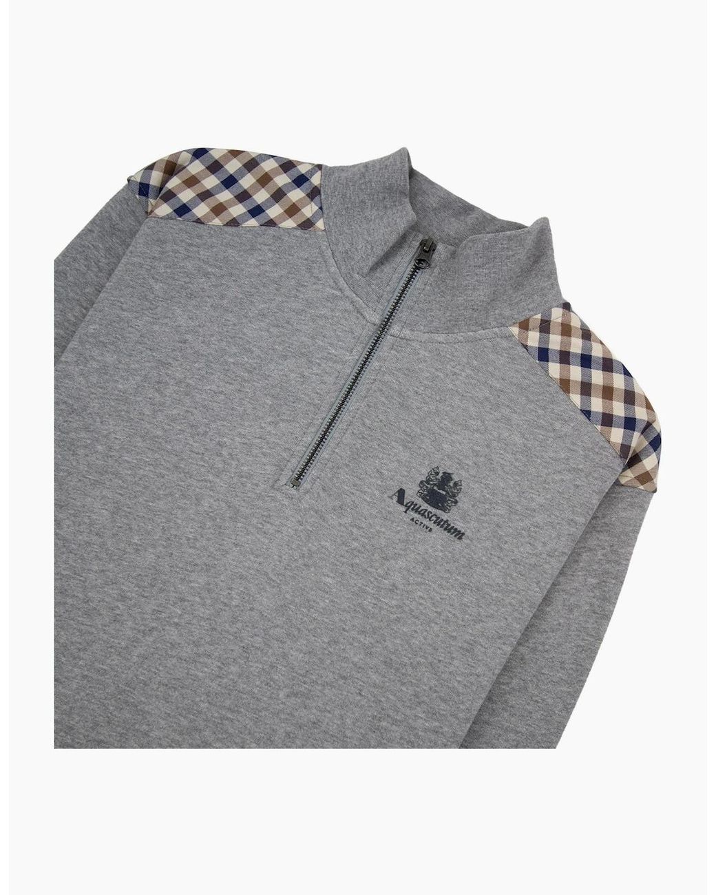 Aquascutum Gray Cc Shoulder 1/4 Zip Sweatshirt Light Melange 05 for men