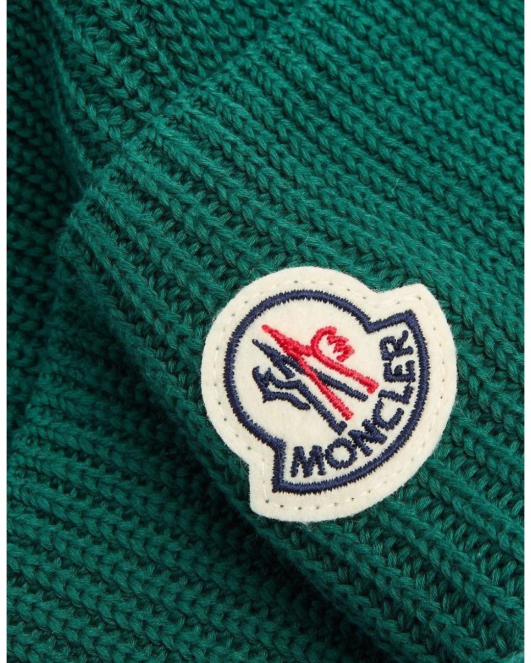 Moncler Green Logo Beanie for men
